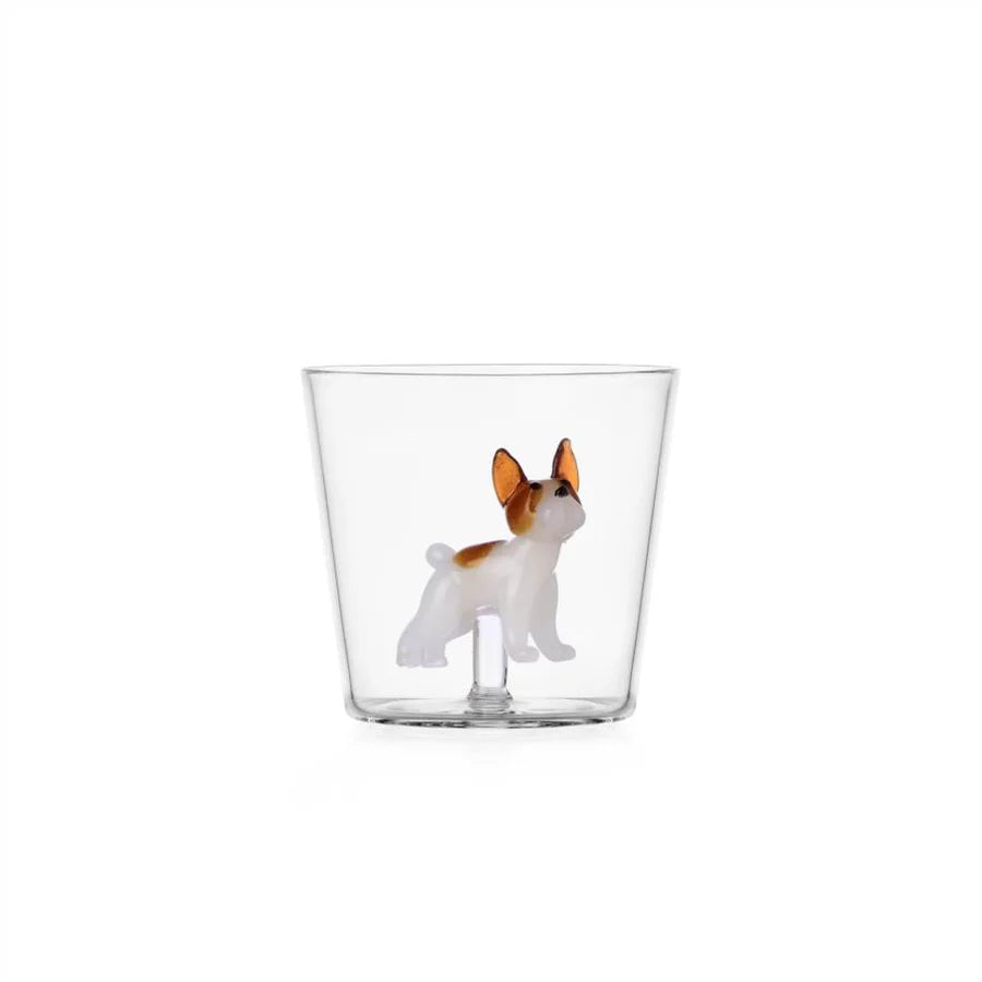 Ichendorf Milano Dogs Set 2 Tumbler French Bulldog in Vetro Borosilicato