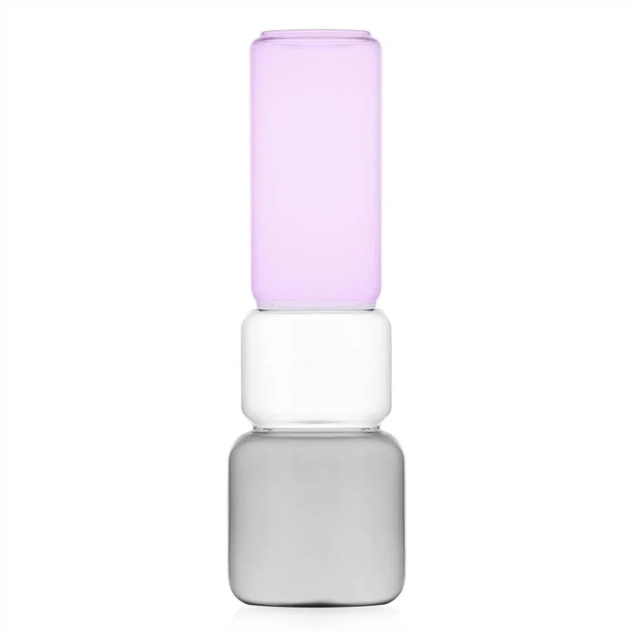 Ichendorf Milano Vaso Revolve H35 cm Smoke Clear e Rosa in Vetro Borosilicato