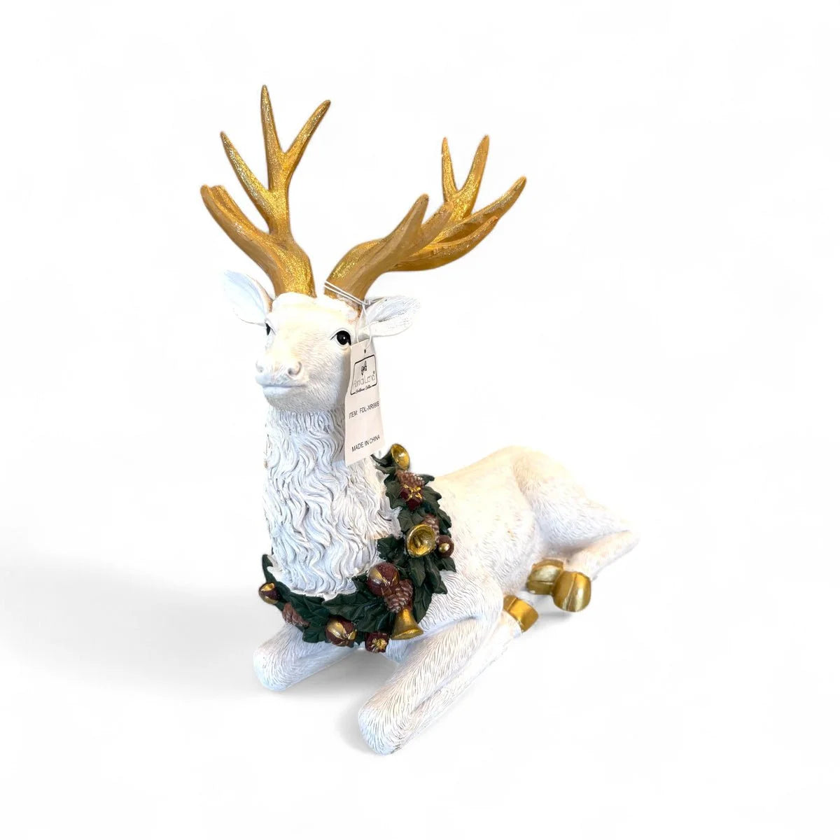 FIORI DI LENA Cervo In Resina Bianco/Oro Fiori Di Lena