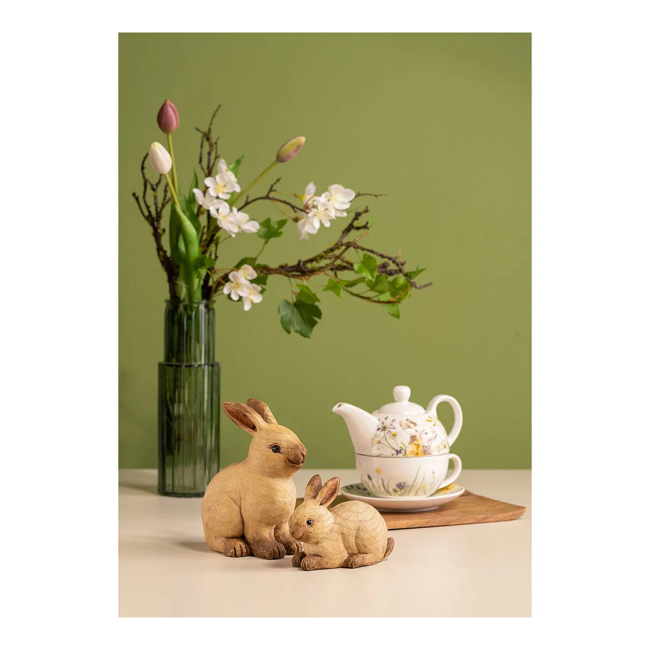 🐰 Wurm – Coppia di Coniglietti Decorativi in Legno e Polietilene Marrone – 2 modelli