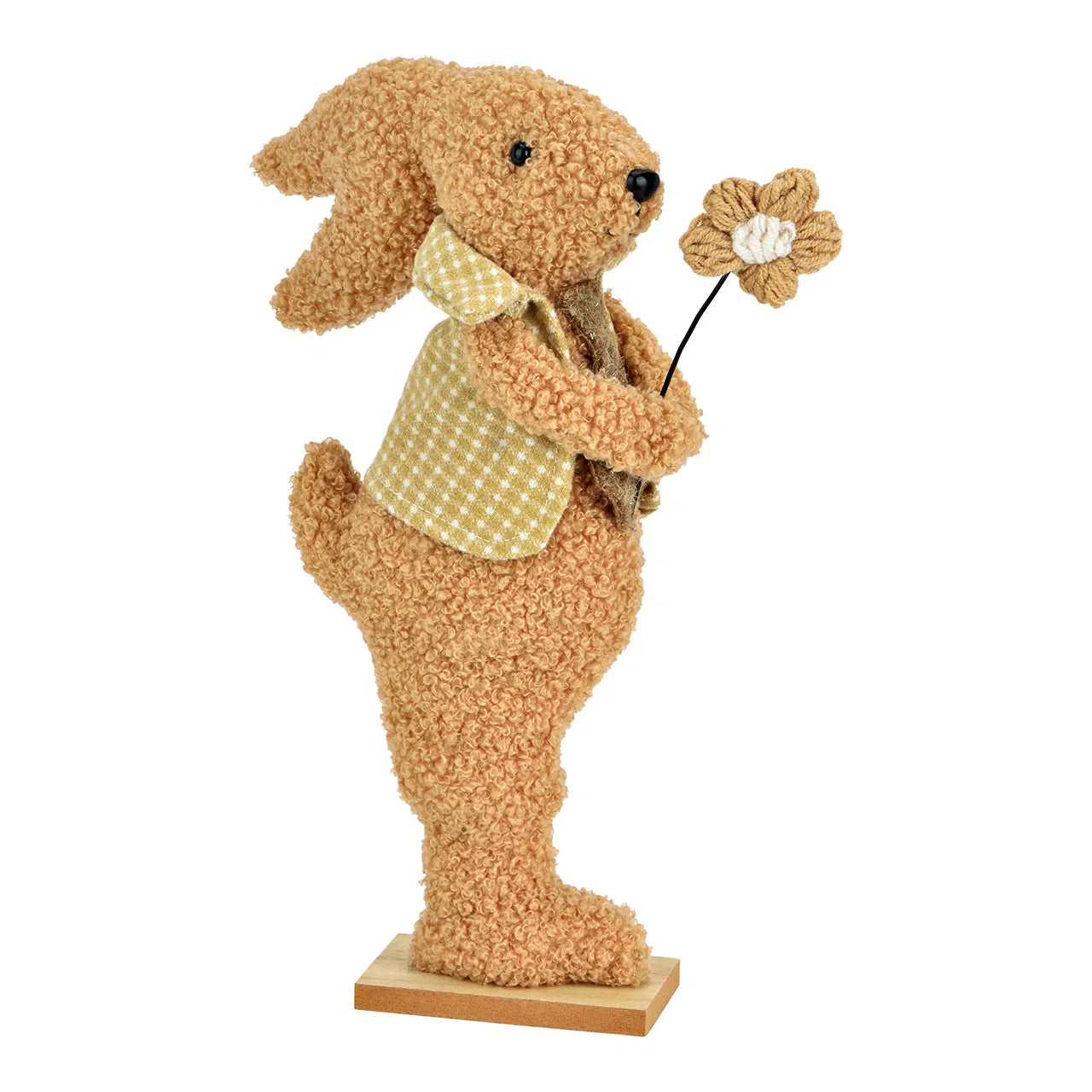🐰 Wurm Coniglietto Decorativo in Tessuto e Legno – Marrone – 18x30x5 cm