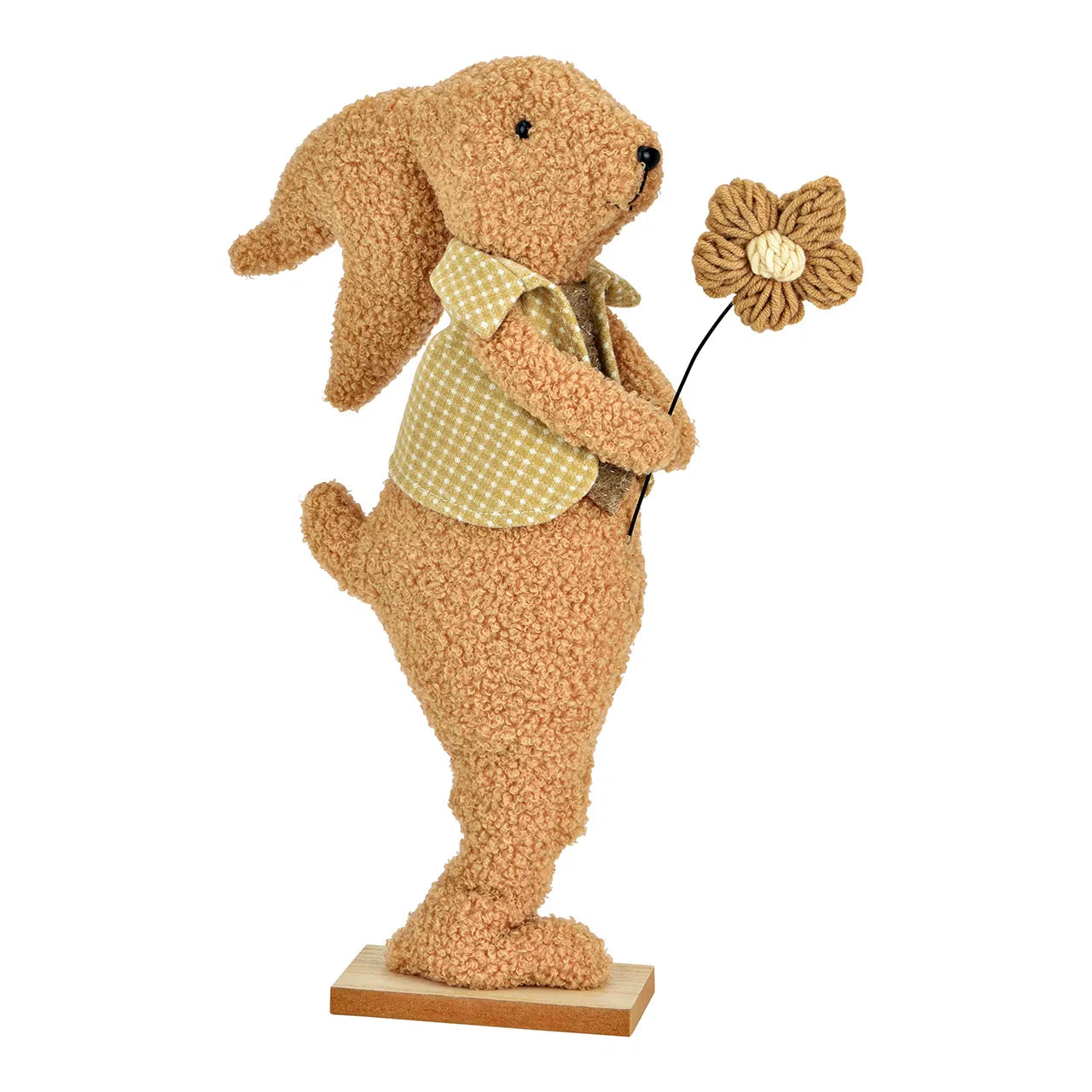 🐰 Wurm Coniglietto Decorativo in Tessuto e Legno – Marrone – 28x40x6 cm