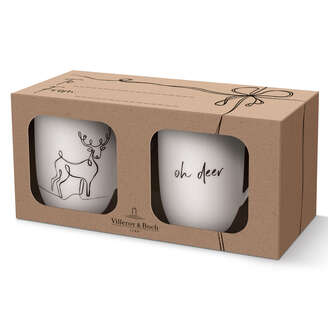 Villeroy & Boch - Statement Tazza Con Manico Set di 2 Bianco-Nero, XMAS renna, Porcellana Premium