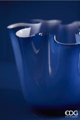 EDG Enzo De Gasperi Vaso Drappo Vetro H 18 Blue