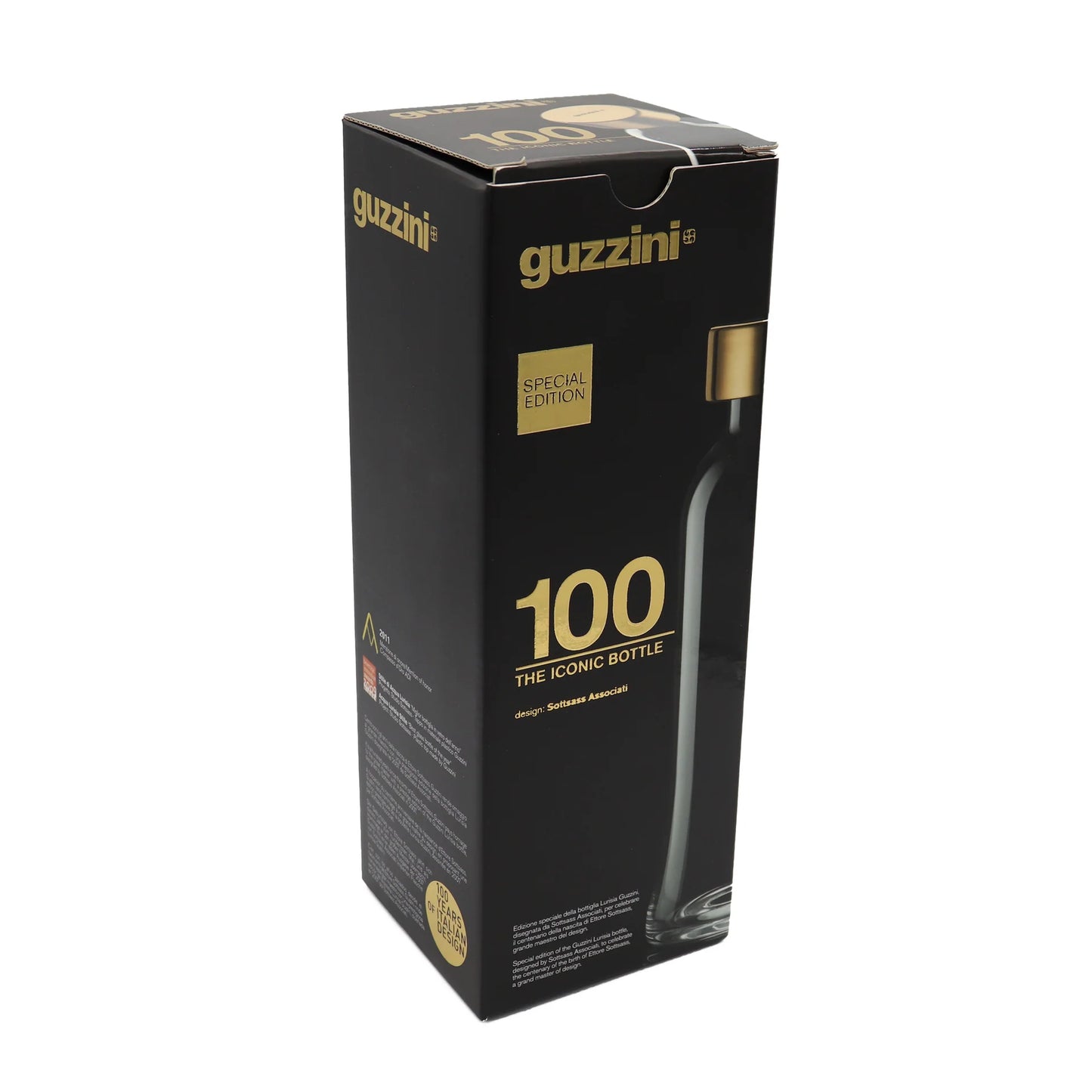 Guzzini-Bottiglia in Vetro 1L ‘100’ “ICONS” Tappo Oro