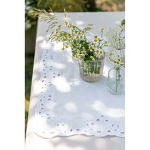 Blanc Mariclò Runner in lino bianco "Dentelle" shabby 45x140 cm