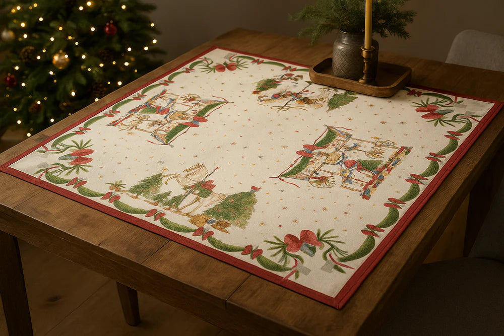 Nuvole di Stoffa Centrotavola Natalizio Giostra 120x120 cm in Cotone