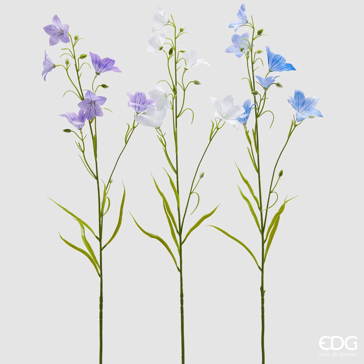 EDG Enzo De Gasperi Set 3 Rami di Campanula con Foglie H70 cm