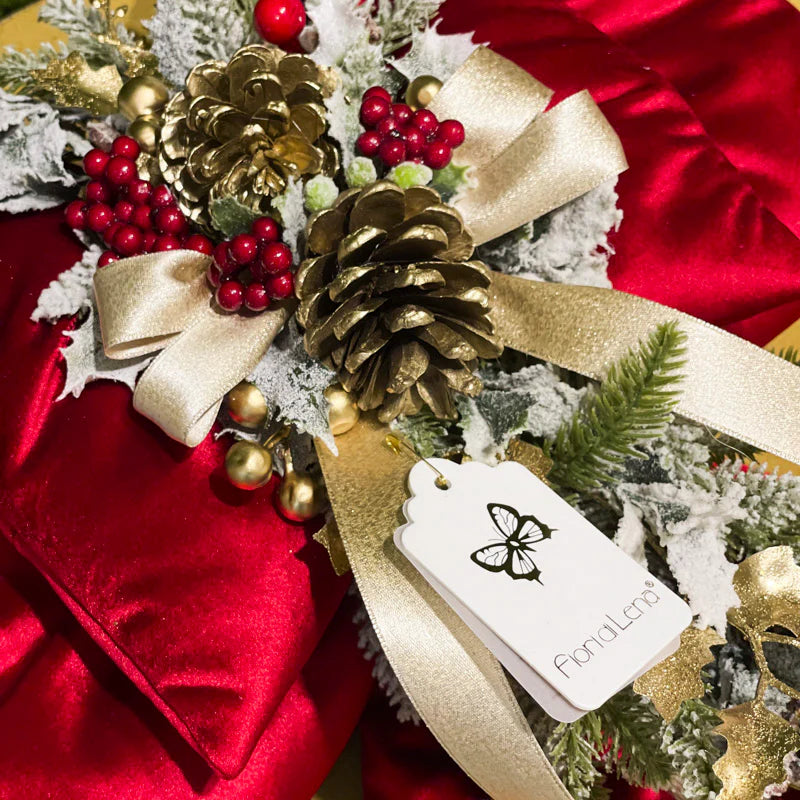 Fiori Di Lena Doppio Fiocco Fuoriporta Velluto Con Campane H 75CM