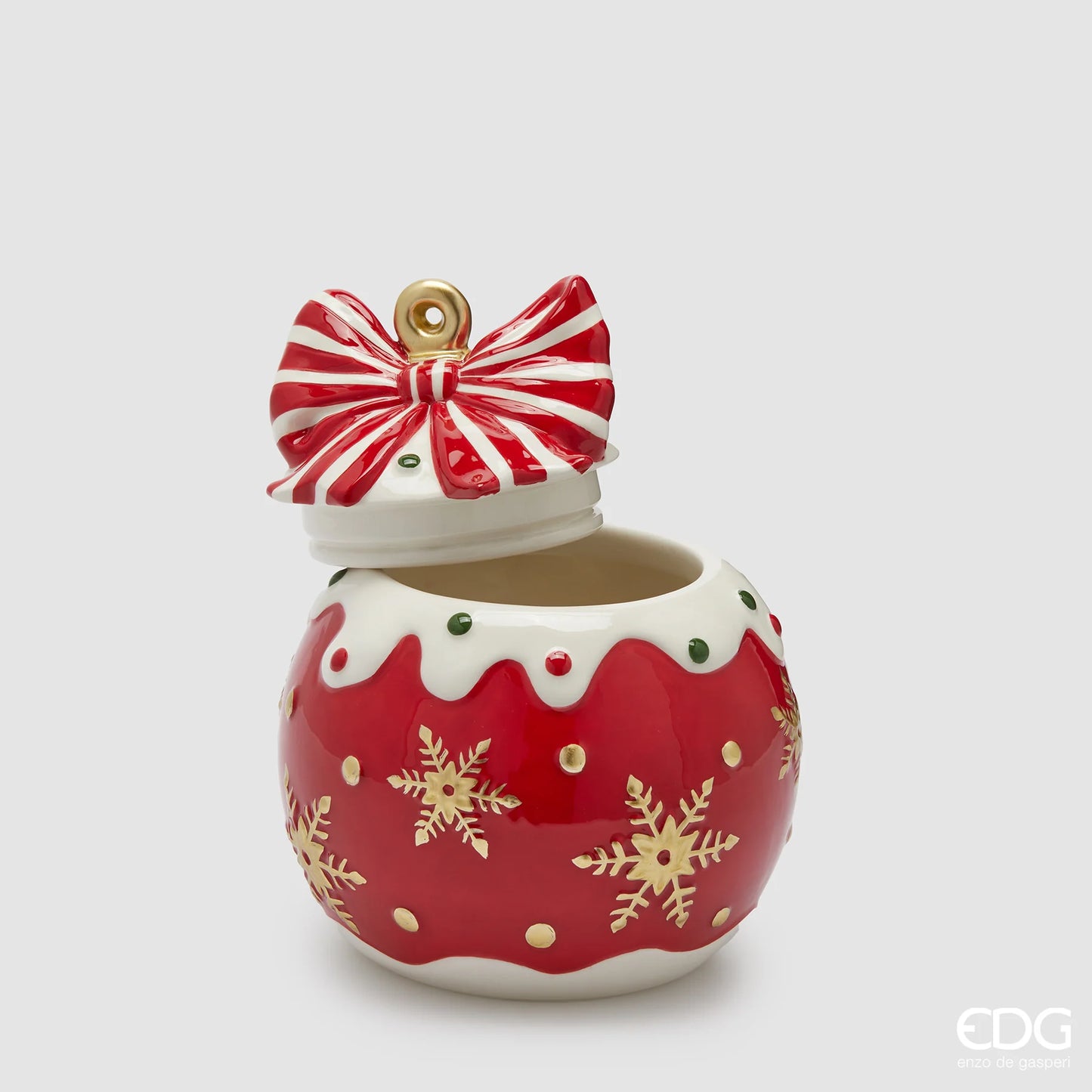 EDG Enzo De Gasperi Contenitore Natalizio Palla di Natale XMAS Rosso H21 D18,5 cm
