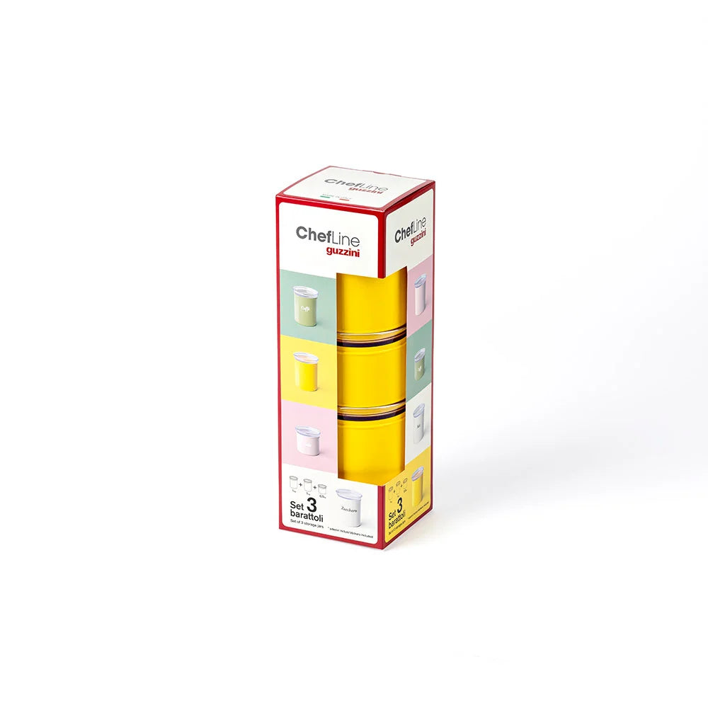 Guzzini Set 3 barattoli personalizzabili linea “ChefLine” colore giallo mango