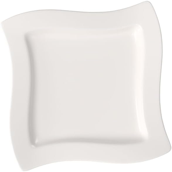 Villeroy & Boch NewWave Piatto da Colazione Piazza, Porcellana Premium, Bianco, 24 cm