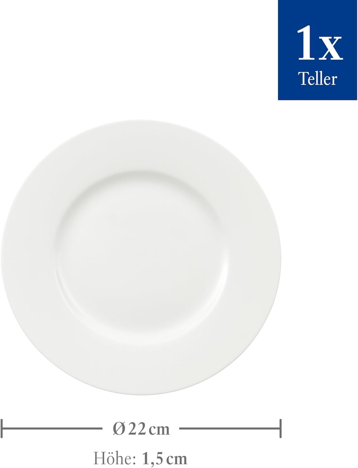 Villeroy & Boch Royal Piatto da Colazione, Porcellana Premium Bone, Bianco, 220 mm