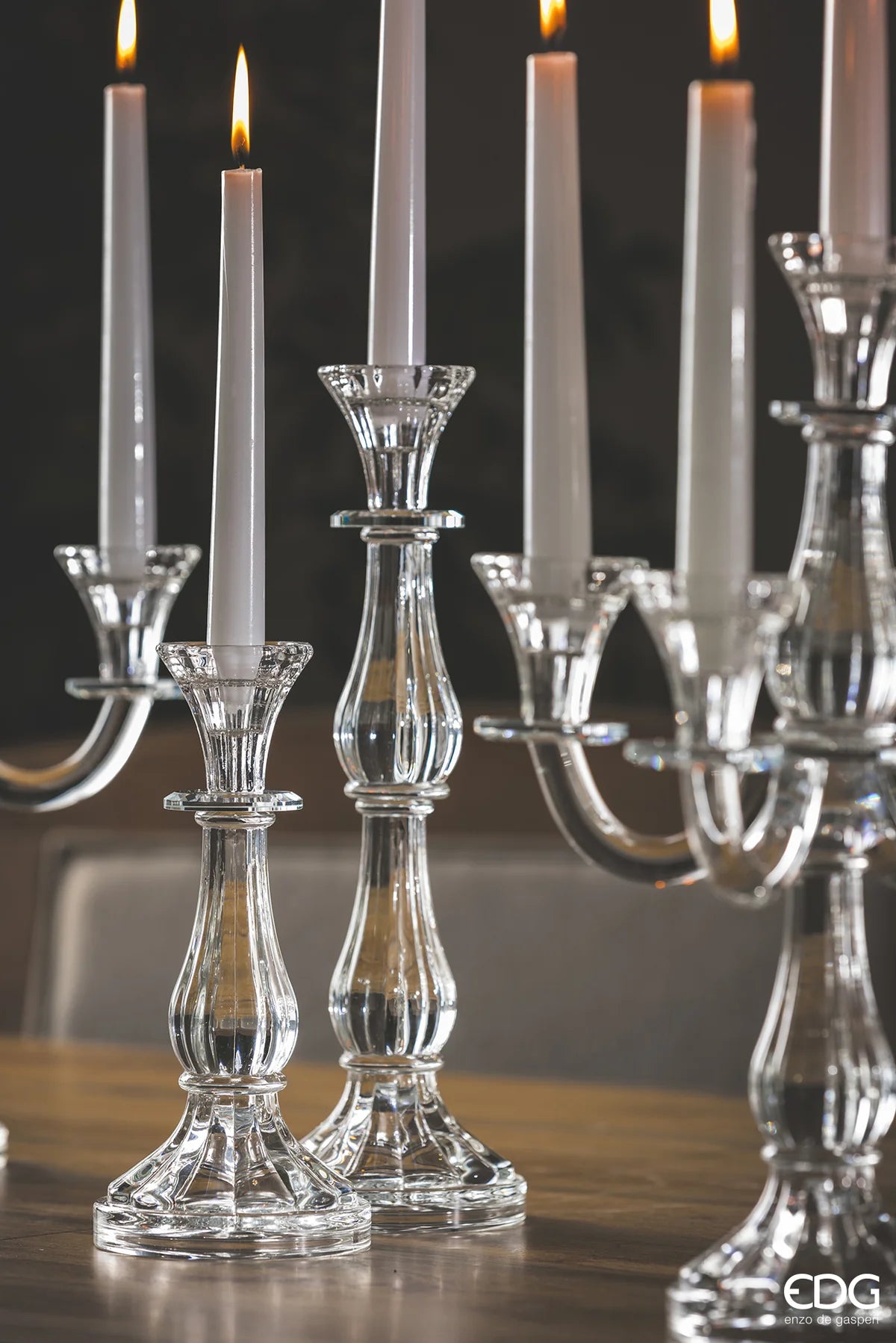 EDG Enzo De Gasperi Portacandela Crystal Sinuoso H31 cm