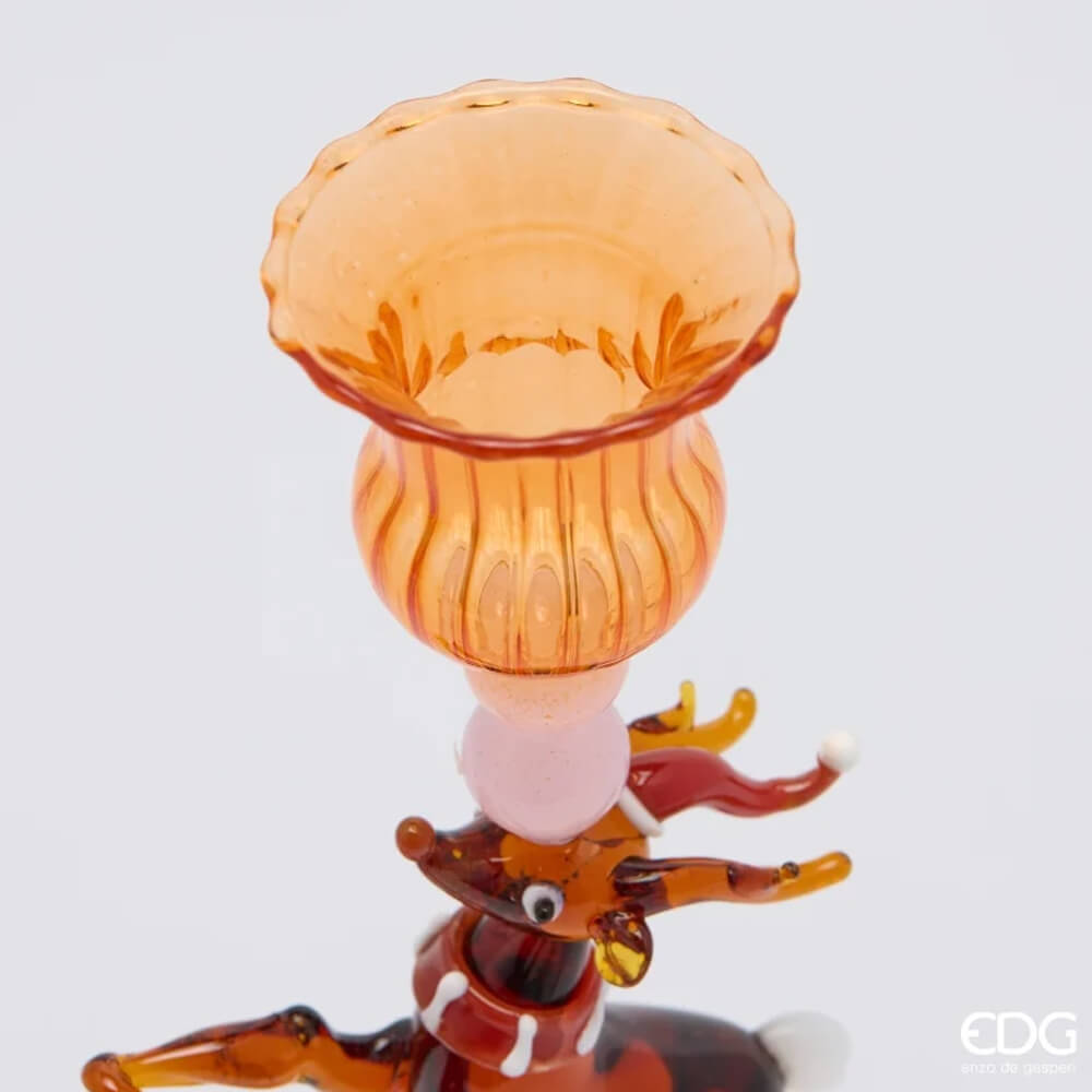EDG Portacandela Renna Vetro H24 D8,5 cm