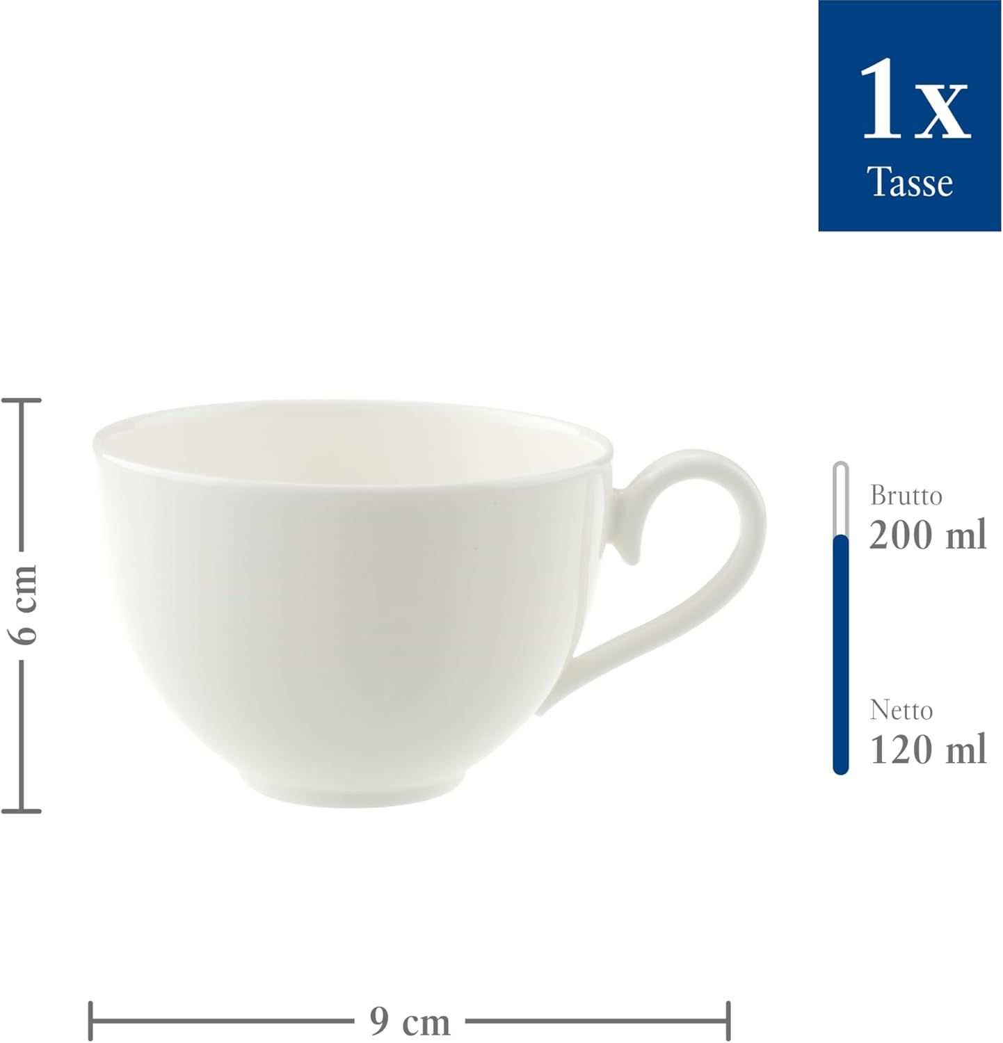 Villeroy & Boch Royal Tazza, 200 ml, Porcellana Premium Bone, Bianco