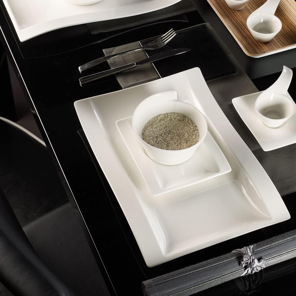 Villeroy & Boch NewWave Piatto Gourmet, Porcellana Premium, Bianco, 37 x 25 cm