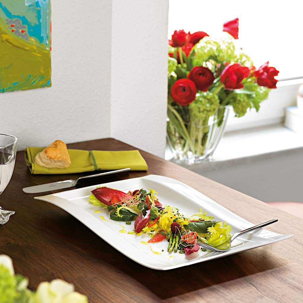Villeroy & Boch NewWave Piatto Gourmet, Porcellana Premium, Bianco, 37 x 25 cm