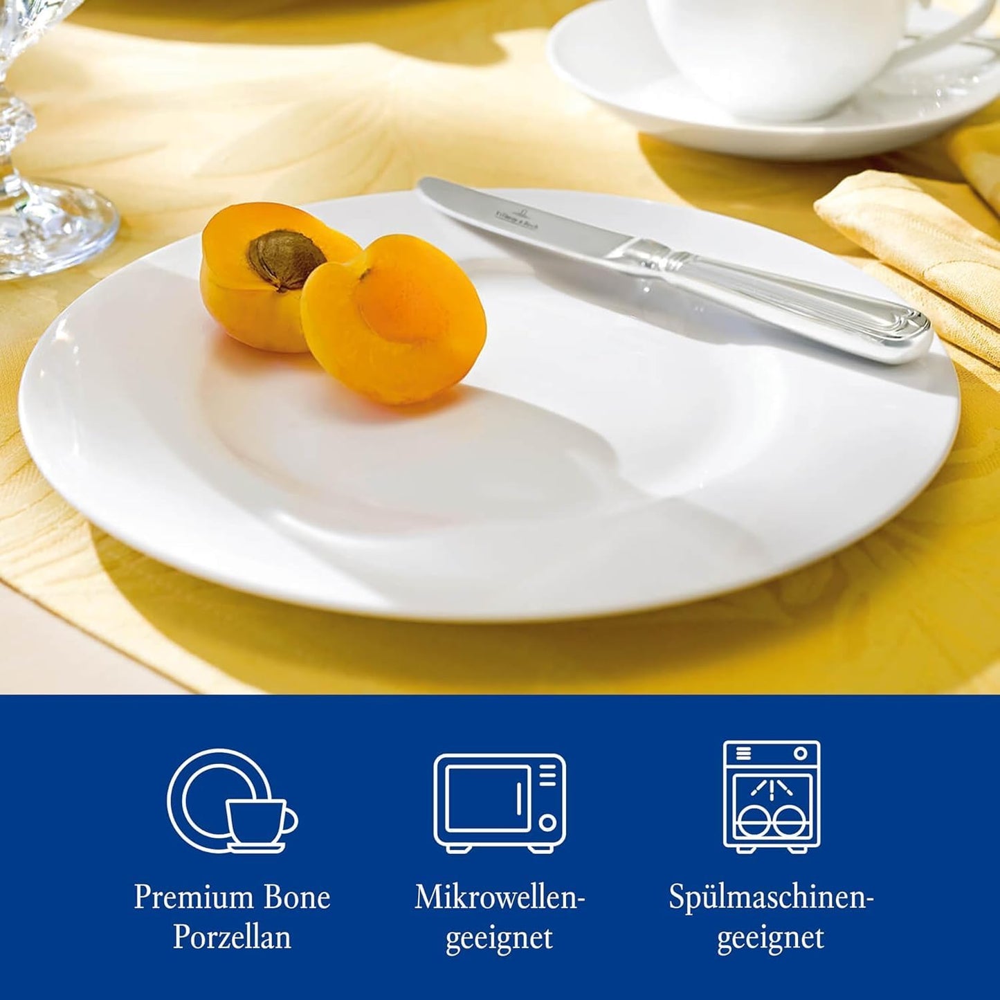 Villeroy & Boch Royal Piatto da Colazione, Porcellana Premium Bone, Bianco, 220 mm