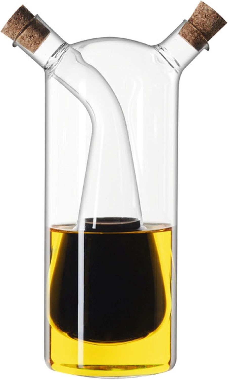 LEONARDO HOME Cucina Bottiglia di aceto/Olio 2 in 1, 18,5 cm, Vetro Sughero, Trasparente