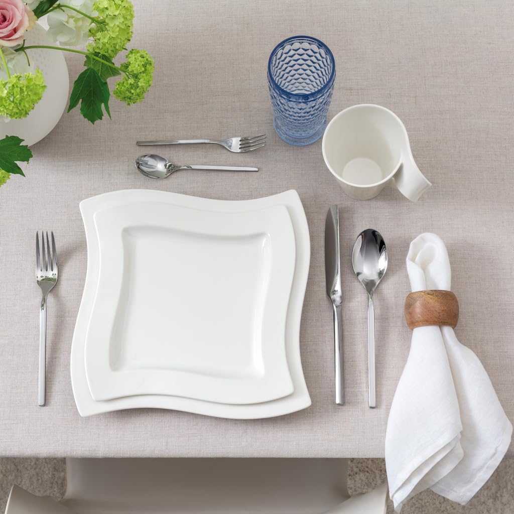 Villeroy & Boch NewWave Piatto da Colazione Piazza, Porcellana Premium, Bianco, 24 cm