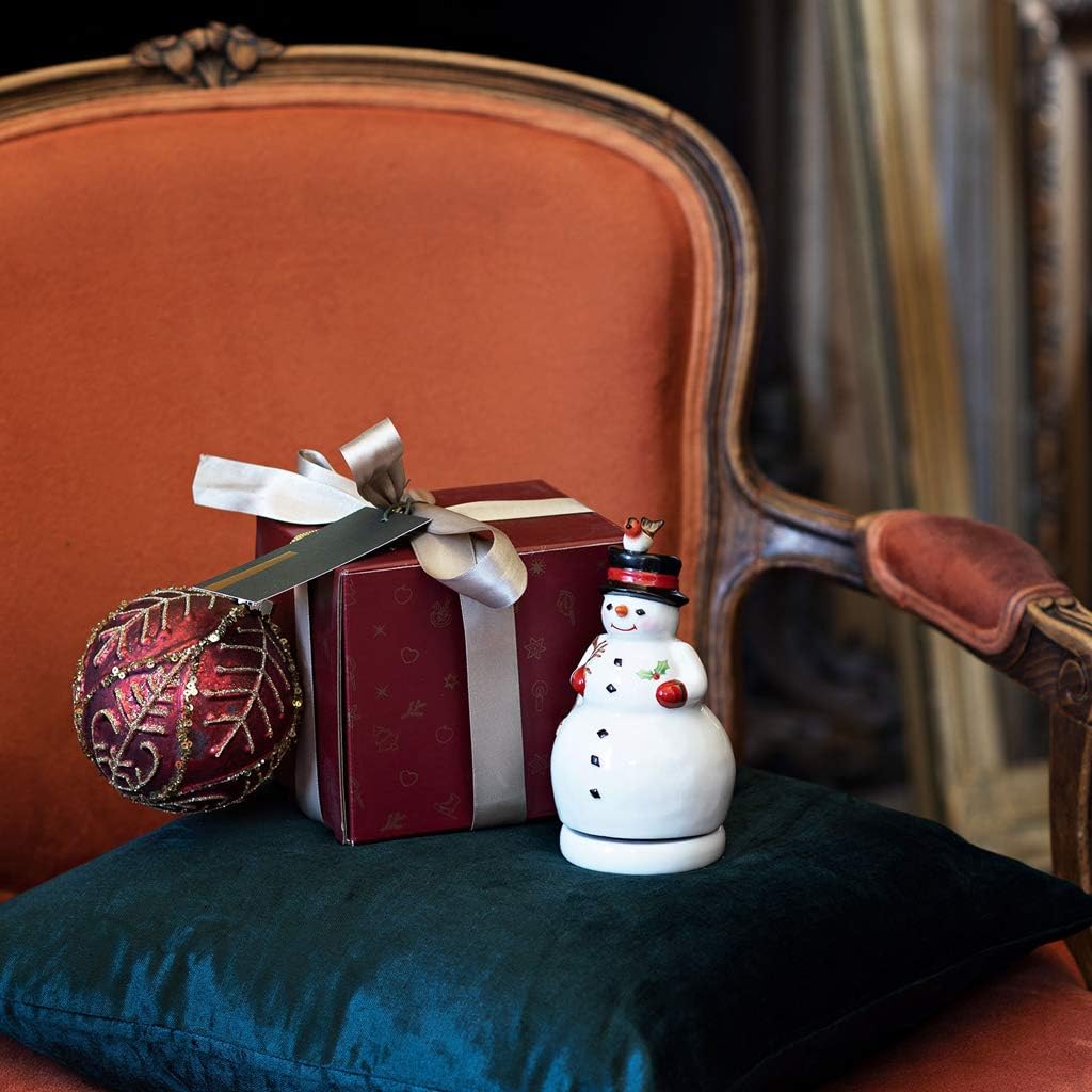 Villeroy & Boch Nostalgico Melody Pupazzo di Neve Figura Girevole, Bianco, 9 x 9 x 17 cm