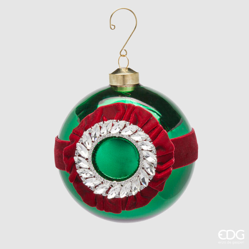 Edg Enzo De Gasperi Addobbo Palla Strass Green D 12 Cm
