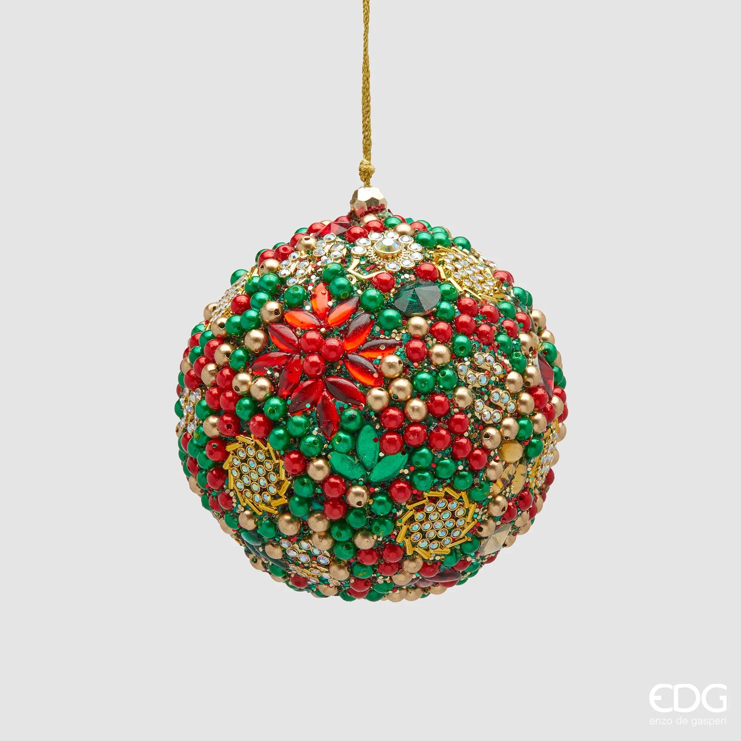 EDG Enzo De Gasperi Pallina di Natale Mille Perle Verde D10 cm