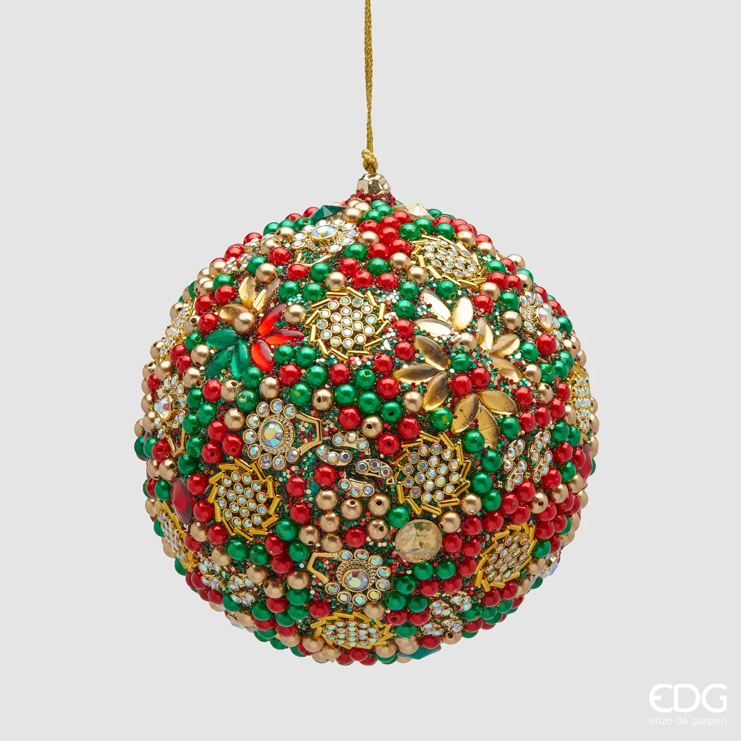 EDG Enzo De Gasperi Addobbo Palla di Natale Mille Perle Verde D10 cm