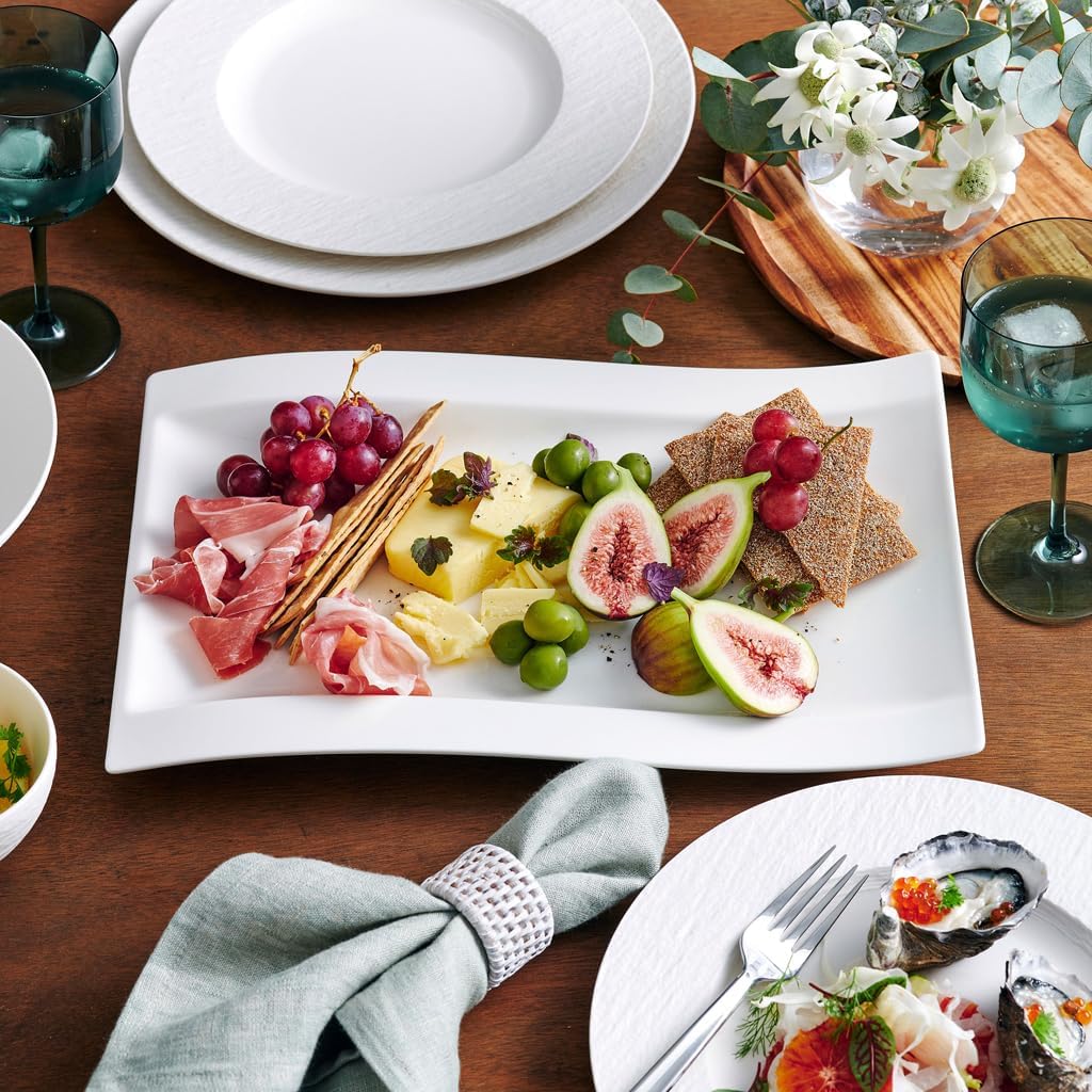 Villeroy & Boch NewWave Piatto Gourmet, Porcellana Premium, Bianco, 37 x 25 cm
