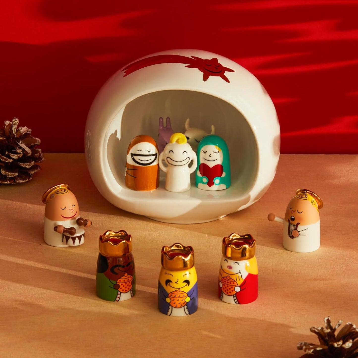 Alessi AMGI10SET - Natività-Set Presepe di Design con Riproduzione della Grotta e Statuine in Porcellana Decorate a Mano