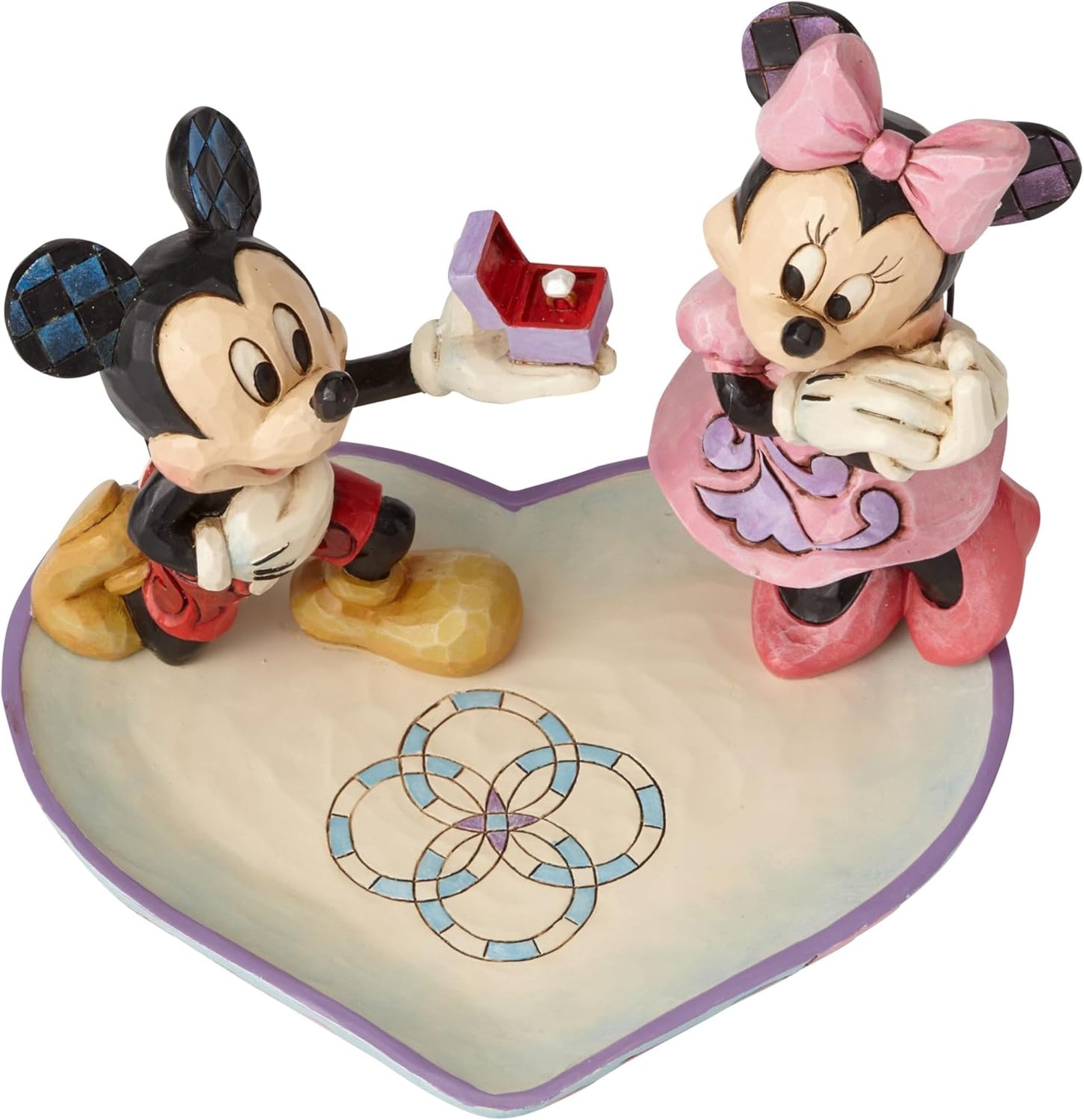 A Magical Moment Statuetta di Mickey Mouse che propone il matrimonio a Minnie Mouse con motivo a cuore, di Jim Shore