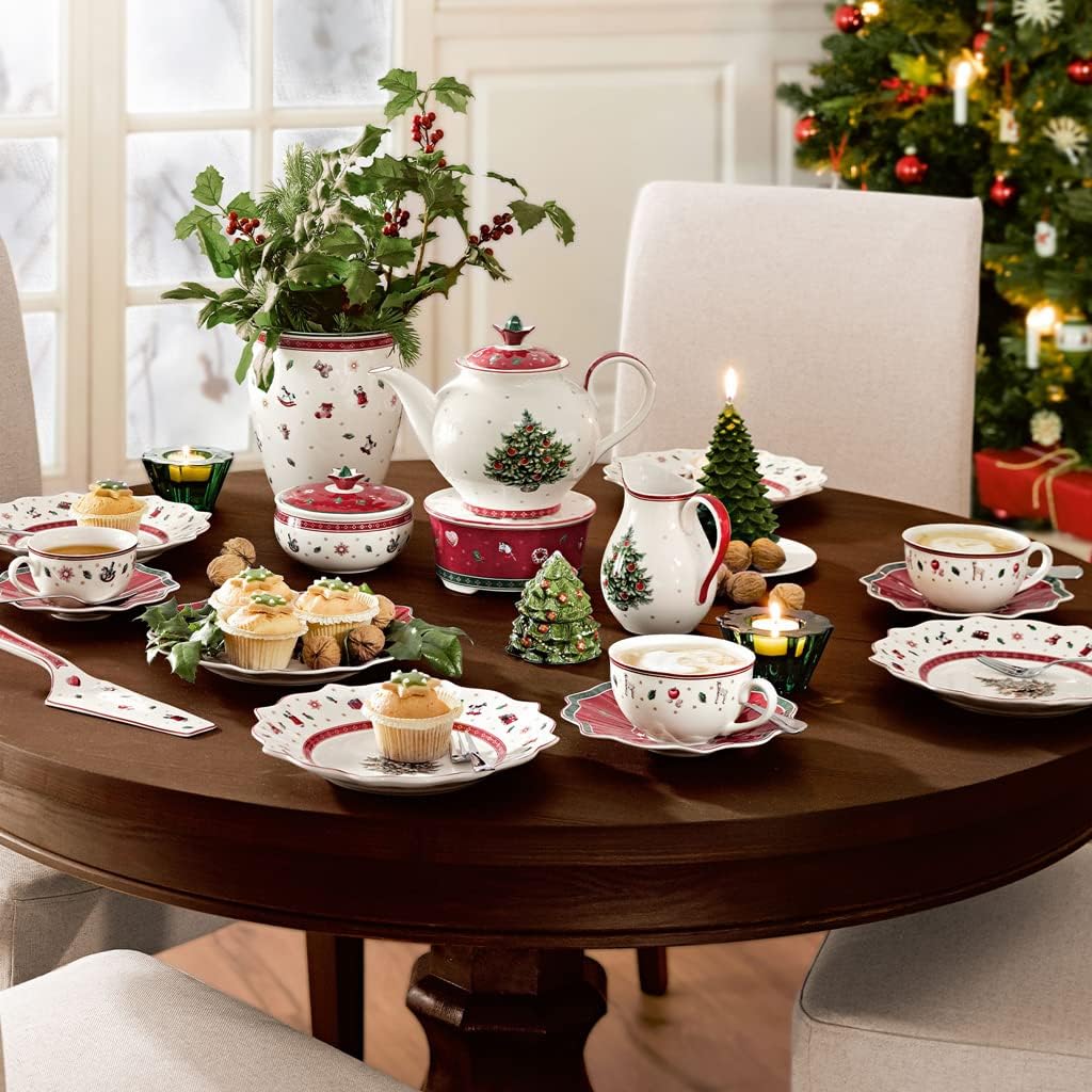 Villeroy & Boch, Toy's Delight Zuccheriera Rosso e Bianco, Adatto per Microonde, Decorazione Natalizie, Stoviglie, Porcellana Premium
