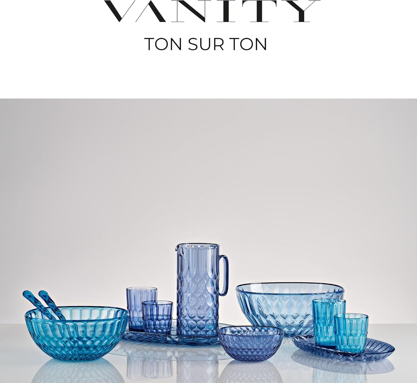 Guzzini - Vanity, Caraffa con coperchio, blu denim, in Bio-based SAN e Bio-based SMMA - ACQUA