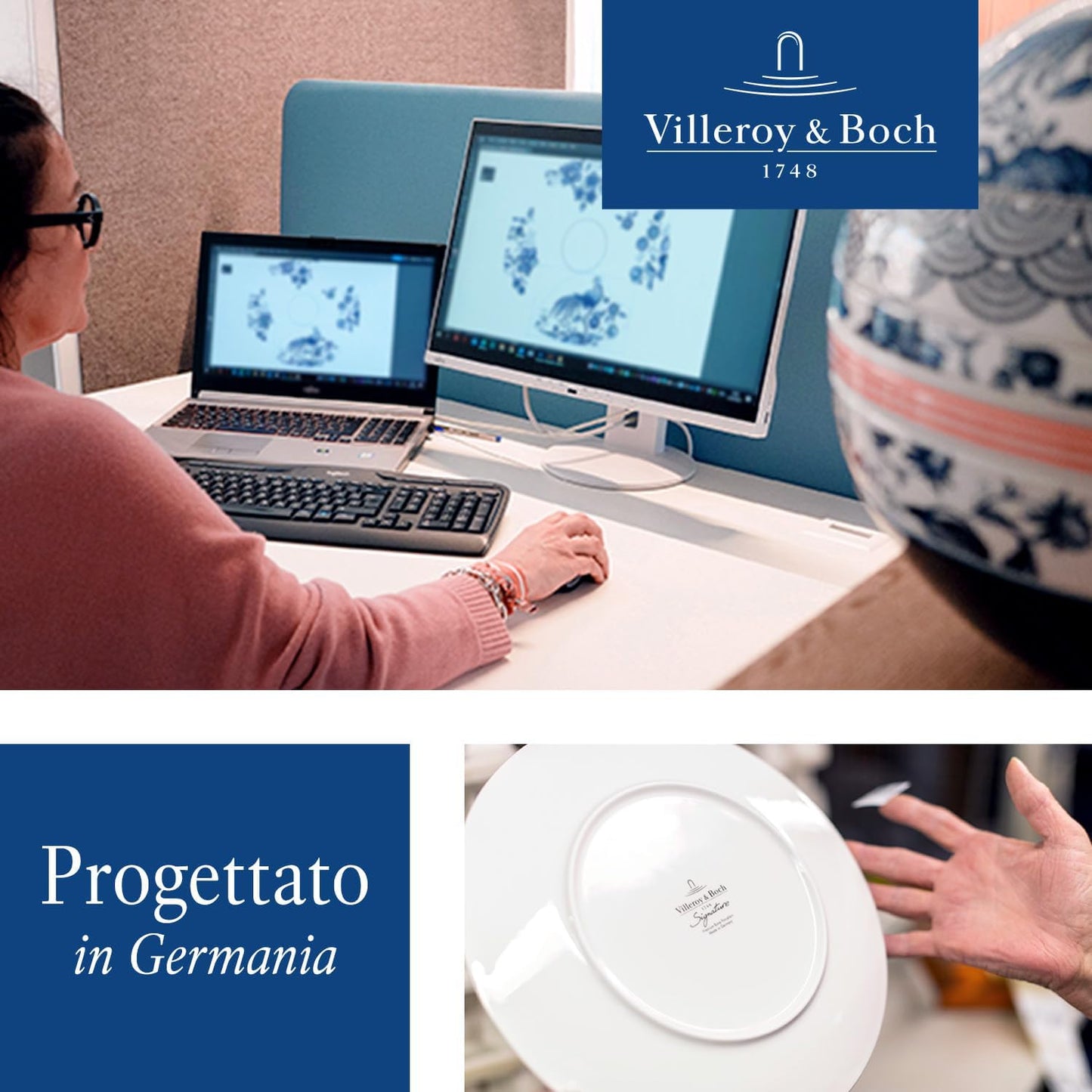 Villeroy & Boch NewWave Doppia Scodella Eye-Catcher Porcellana Premium, Bianco