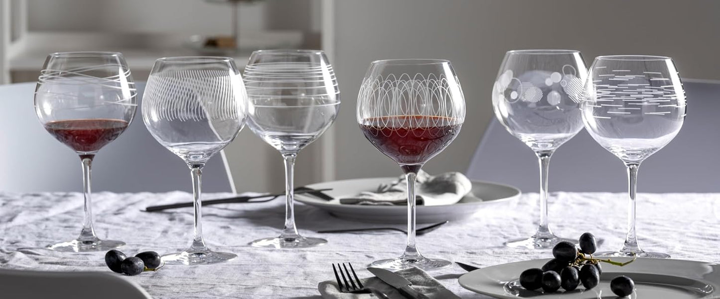 Leonardo Casella 061800 - Set di 6 bicchieri da vino rosso, 630 ml, con motivi, lavabili in lavastoviglie, resistenti agli urti, bicchieri da vino rosso, 6 pezzi