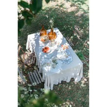Blanc Mariclò Runner in lino bianco "Dentelle" shabby 45x140 cm
