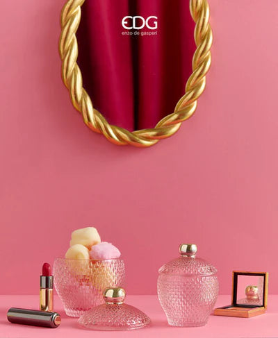EDG Enzo De Gasperi Contenitore Micro Quadretti Bombato H11,5 cm Rosa