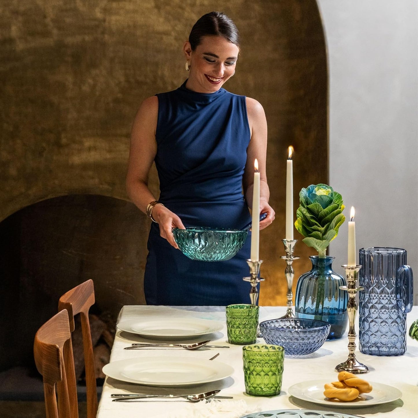 Guzzini - Vanity, Caraffa con coperchio, blu denim, in Bio-based SAN e Bio-based SMMA - ACQUA