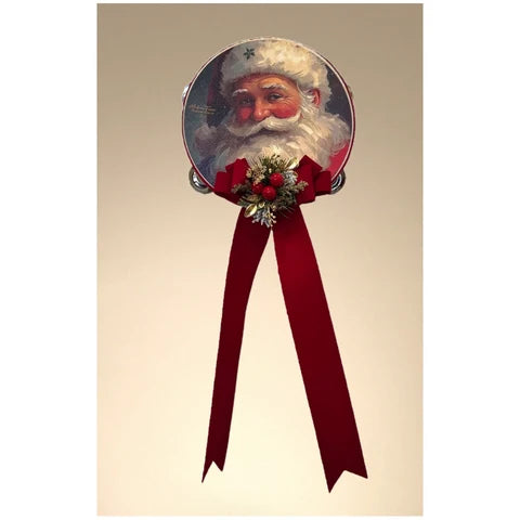 Madame Fioccò Tamburello Babbo Natale "Antico Natale" con fiocco 10CM