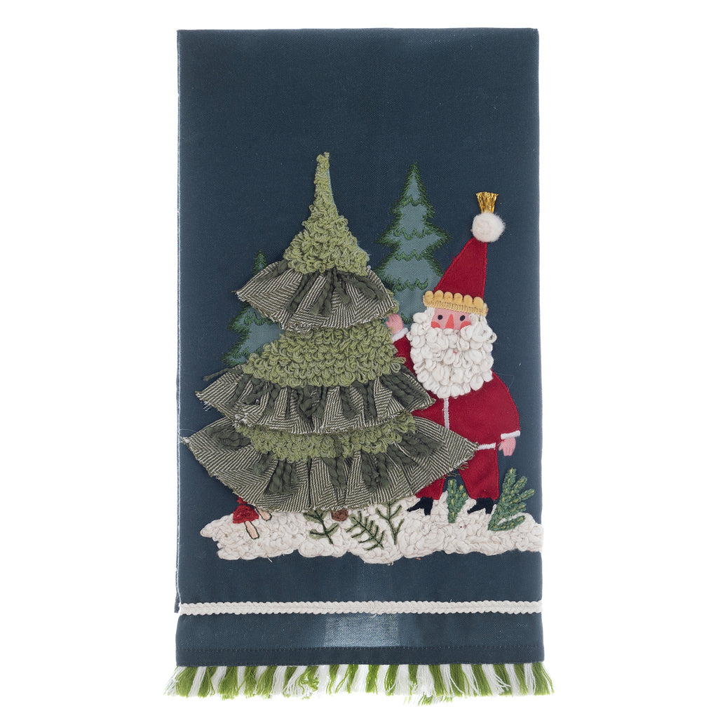 Blanc Mariclo Canovaccio ricamato Babbo Natale Collection 40×70 cm