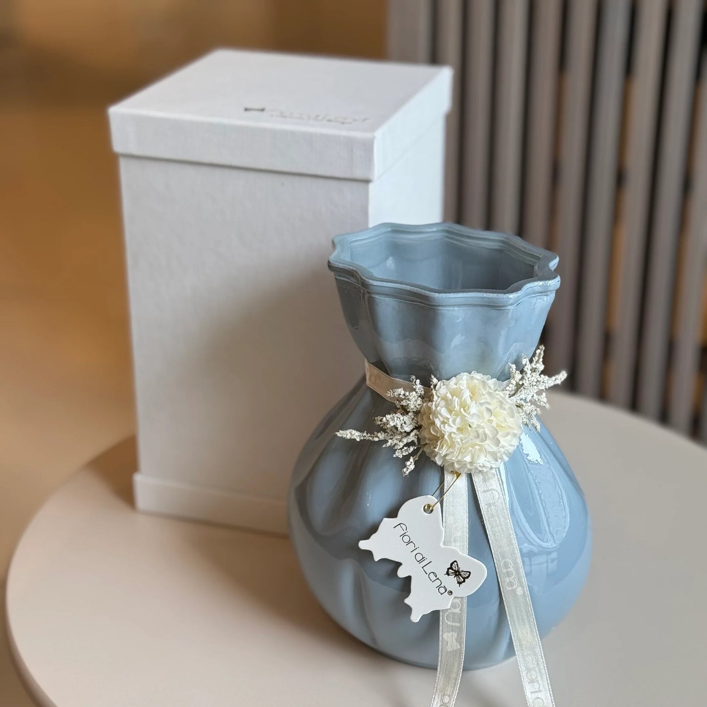 Fiori Di Lena Vasetto in Vetro c/ Dalia e Nebbiolina H20 Polvere