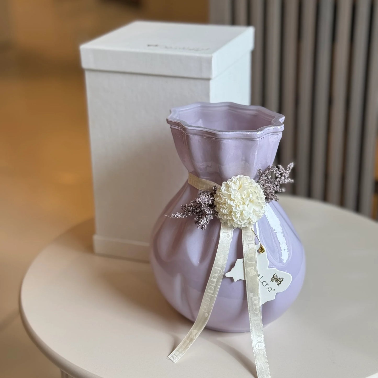 Fiori Di Lena Vasetto in Vetro c/ Dalia e Nebbiolina H20 Glicine