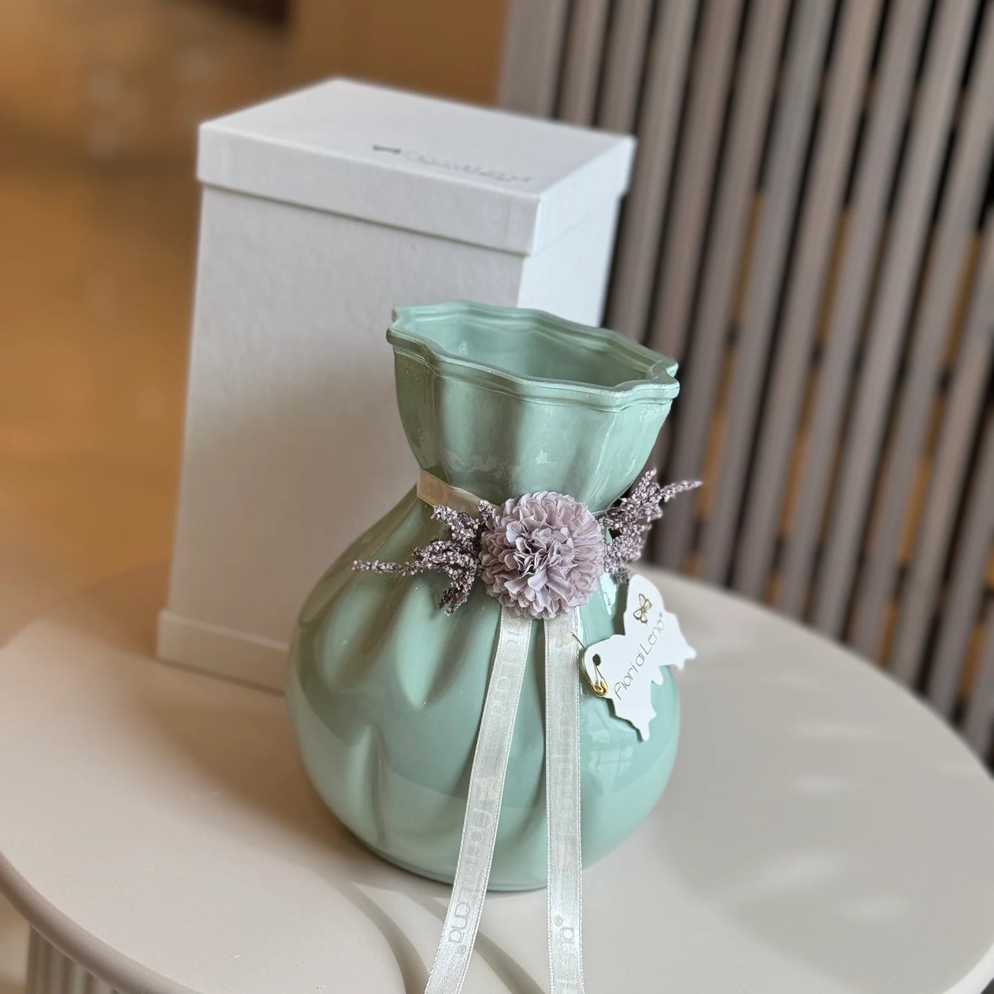 Fiori Di Lena Vasetto in Vetro c/ Dalia e Nebbiolina H20 Verde