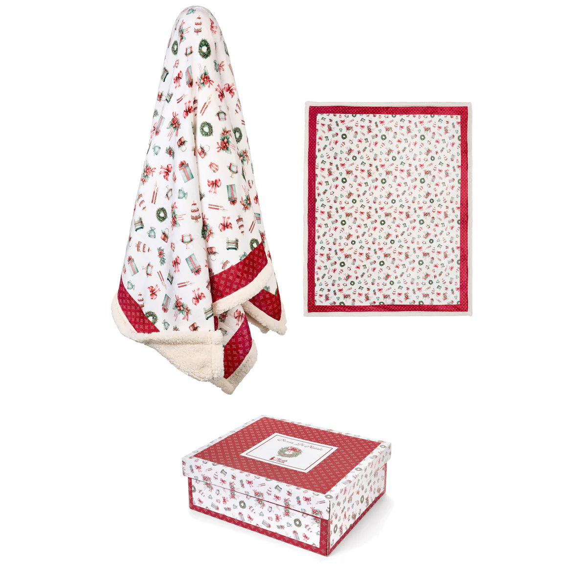 Nuvole di Stoffa Plaid natalizio + confezione "Storia di Natale" 130x160 cm