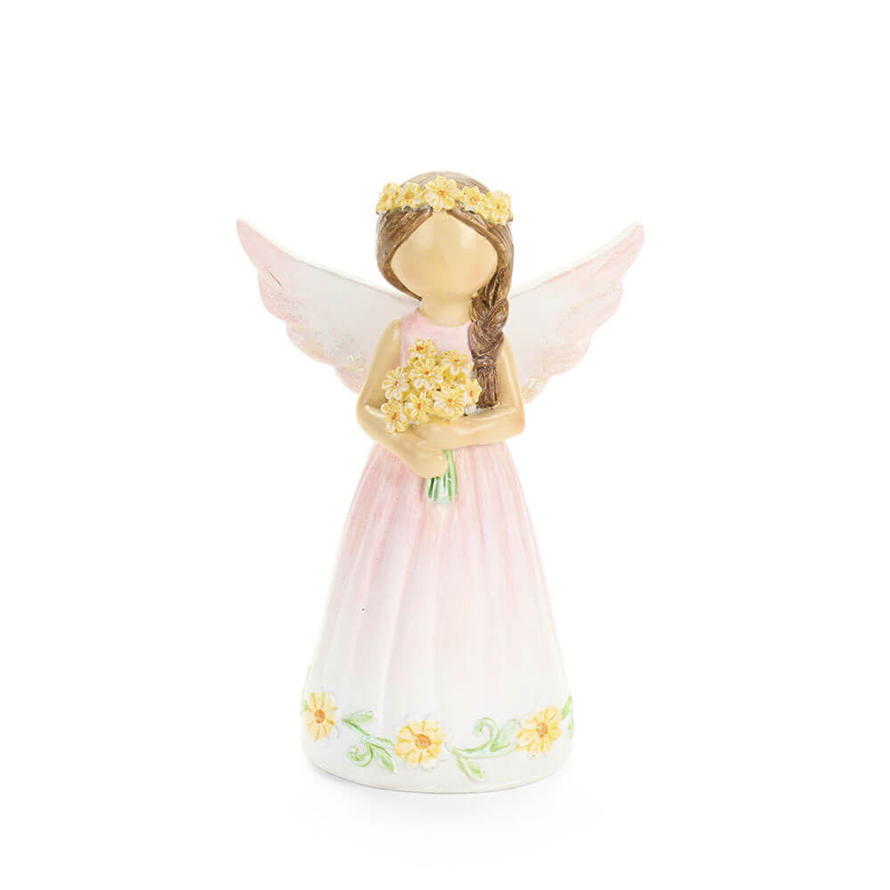 Nuvole di Stoffa Angelo Rosa Fiori Gialli 12 cm