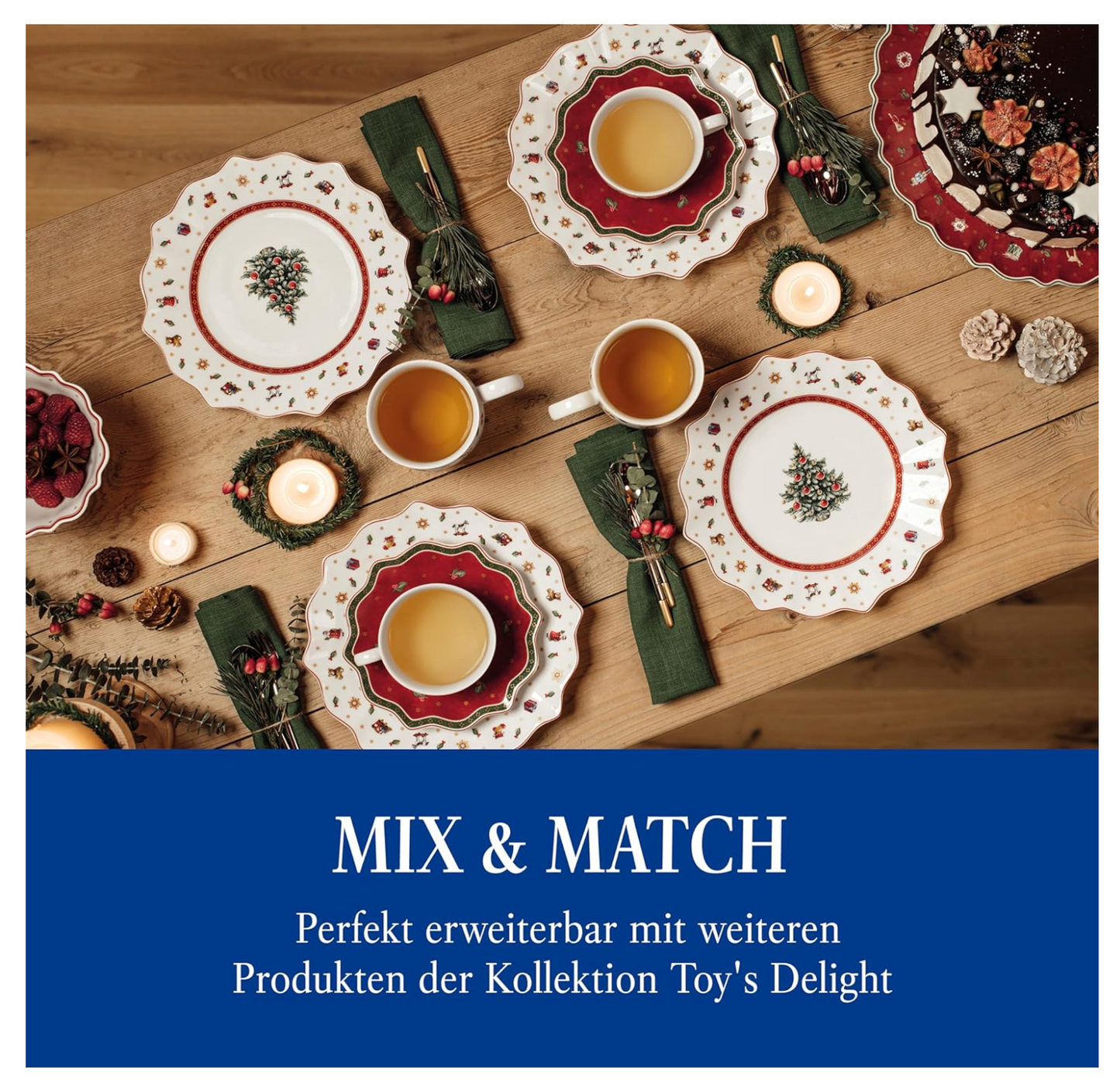 Toy's Delight Piatto Dessert in Porcellana a Tema Natalizio, Bianco/Multicolore,