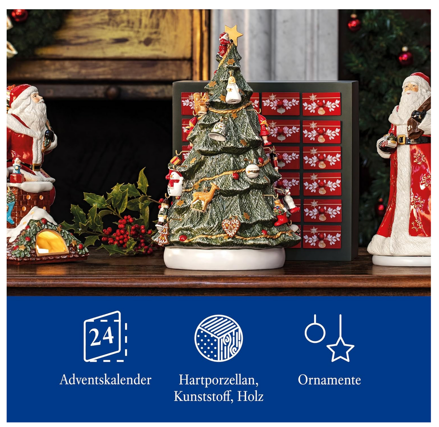 Villeroy & Boch Christmas Toy's Calendario dell'Avvento 3D Albero, Multicolore, 25 x 32 x 43 cm