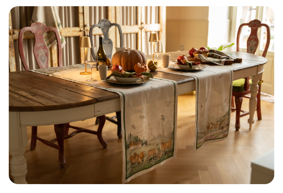 Teleria Tessitura Toscana MASO RUNNER TAVOLO VIS A VIS DI LINO 45x170cm