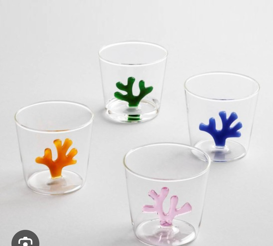 Ichendorf Set 6 Bicchieri da Acqua in Vetro Decorato Coral Reef Corallo